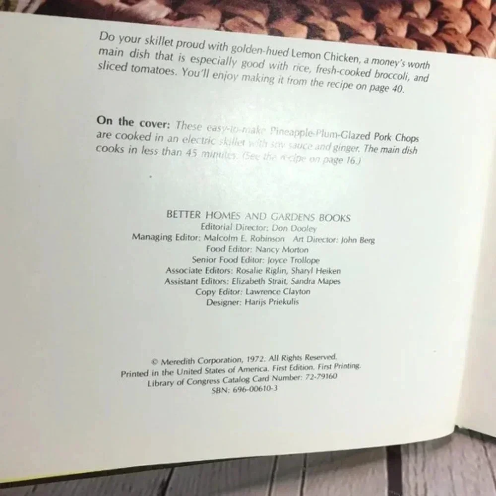 Vintage 1972 Better Homes and Gardens EASY SKILLET MEALS cookbook